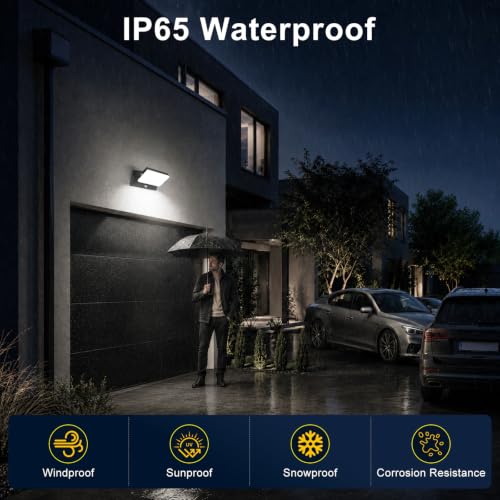 60W Motion Sensor Outdoor Wall Lights 360° Rotatable LED Panel 5000K