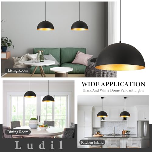 12" Black and Gold Farmhouse Pendant Light Fixtures
