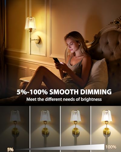 19.3 Inch Crystal Battery Operated Wall Sconces Set of 2