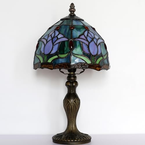 Small Tiffany Table Lamp Stained Glass Memory Lamp Pink Tulip Style