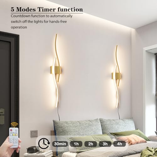 Modern Gold Plug in Wall Sconces Set of Two (2 Count)