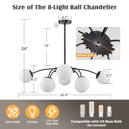 8 Light Milk Glass Pendant Light