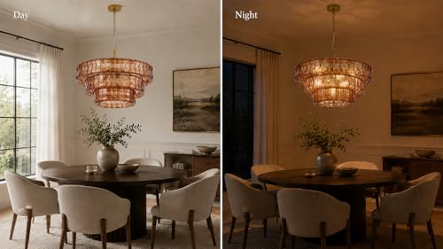 26 Inch Modern Round Amber Crystal Glass Chandelier