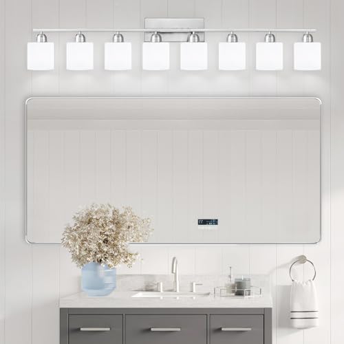 Brushed Nickel Bathrooms Lights for Huge Mirror
