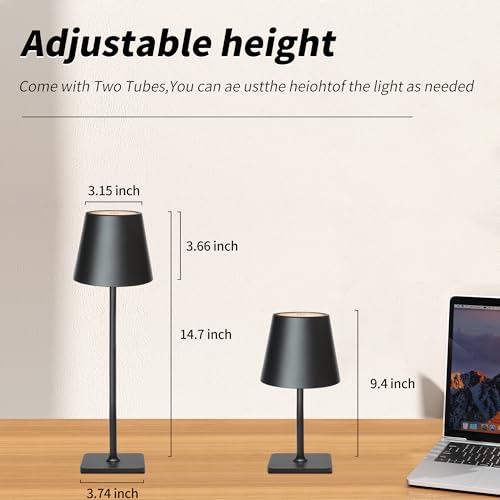 Outdoor Waterproof Cordless Wireless Rechargeable Portable Top Touch Battery Operated Powered LED Table Lamp Desk Lamp Lights for Restaurant Kitchen Patio Dinner Dining