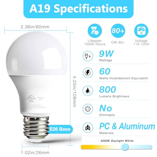 12 Pack LED Bulbs Natural White 4000K (12 Count)