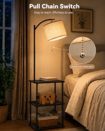 Floor Lamp with Table (Black)