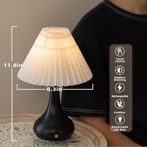 Pleated Cordless Table Lamp