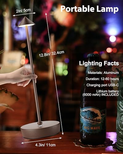 Cordless Table Lamp Rechargeable 6000mAh Battery Outdoor LED Light