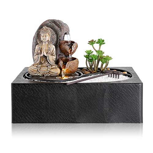Indoor Water Fountains Tabletop Water Fountain with Warm Light