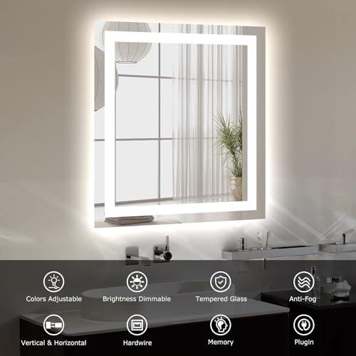 28"X32" LED Bathroom Mirror with Lights