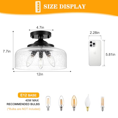 Black Semi Flush Mount Ceiling Light