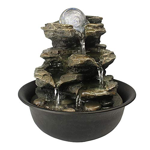 8.3” High Tabletop Water Fountain with Rotating Crystal Ball and LED Light