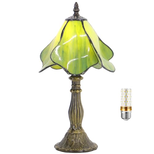 Small Tiffany Lamp Green Yellow Morning Glory Style W8H14.5 Inch