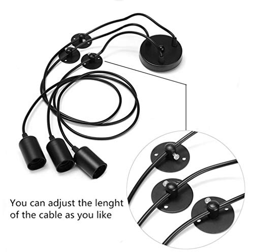 3 Heads Pendant Lamp Lighting Vintage Edison Triple Heads Adjustable DIY Ceiling Spider Lamp E27 Edison Bulb Hanging Chandelier Light Modern Chic Pendant Lighting for Dinning Living Room Bar