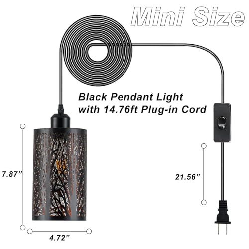 Industrial Black Plug in Pendant Light for Kitchen Island