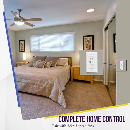 3 Speed Ceiling Fan Control and LED Dimmer Light Switch