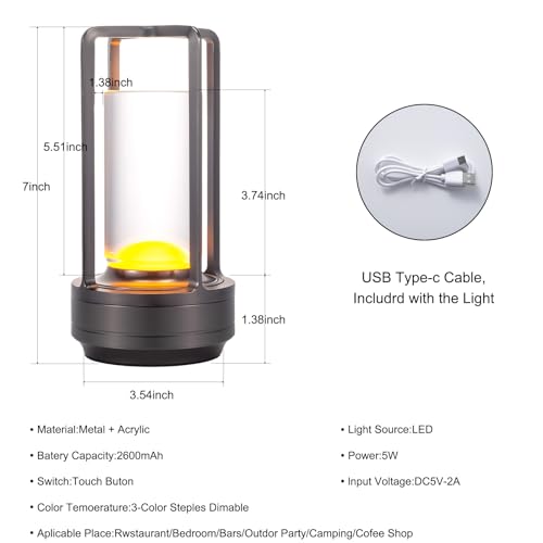 Rechargeable Cordless Small Metal Table Lamp