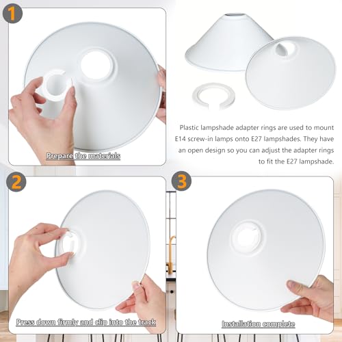8.5" Industrial Vintage White Iron Cone Lamp Shade (3 Count)