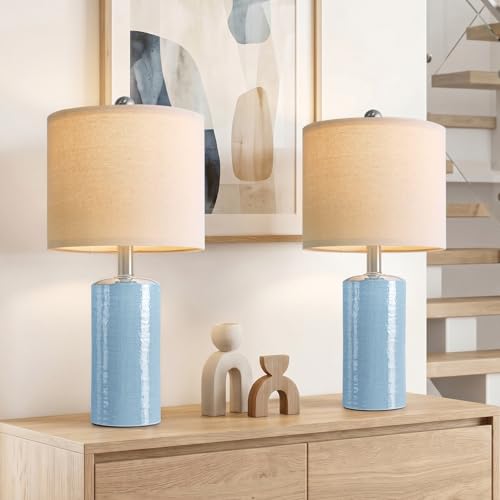 Small Table Lamps Set of 2 for Living Room 20.25" Blue Lamps Bedside Lamps (2 Count)