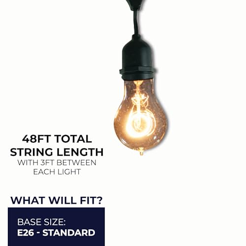 String15/E26-A19KT Outdoor-lightstrings, 48 Foot Black