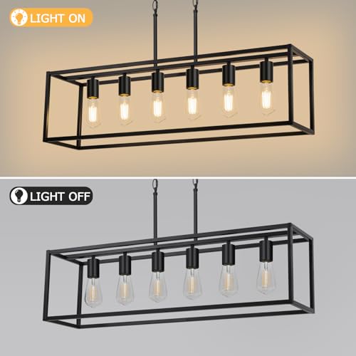 6 Light Black Chandeliers for Dining Room