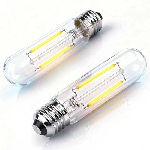 T10 LED Bulb Dimmable Tubular Light Bulb E26 4W Equal 40 Watt Long Edison Light Bulbs 2700K Warm White for Chandelier Industrial Wall Sconces Curio Cabinet Piano Light Desk Lamp 400LM (2 Count)