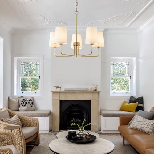 Antique Brass Gold Chandelier with Shades