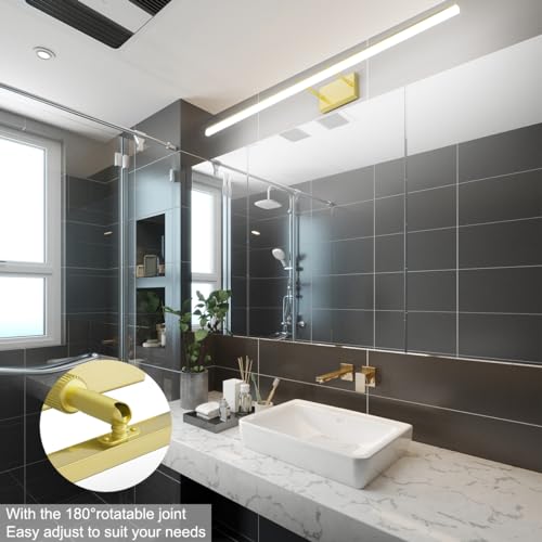 48inch Bathroom Vanity Light Brushed Gold Modern LED Vanity Lighting Over Mirror Adjustable Gold Wall Light for Bathroom