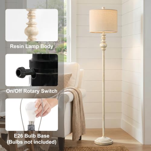 64.25" Farmhouse Floor Lamp for Living Room (White&Gold)