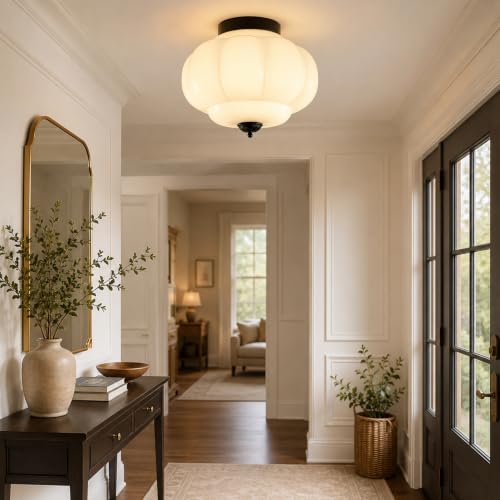 Milk Glass Flush Ceiling Light
