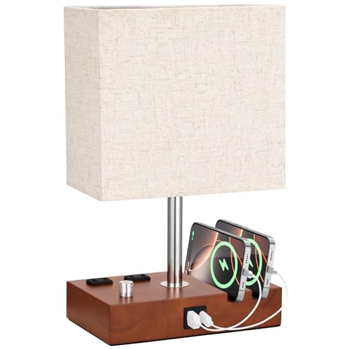 Brown Wood Grain Bedside Lamp