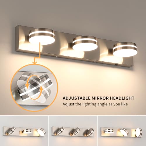 3 Light Bathroom Vanity Light 23.62in Brushed Nickel Vanity Light