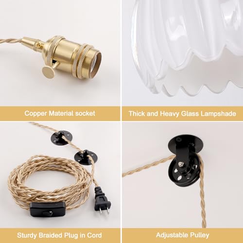 Plug in Pendant Light Hanging Light Fixture Corded On