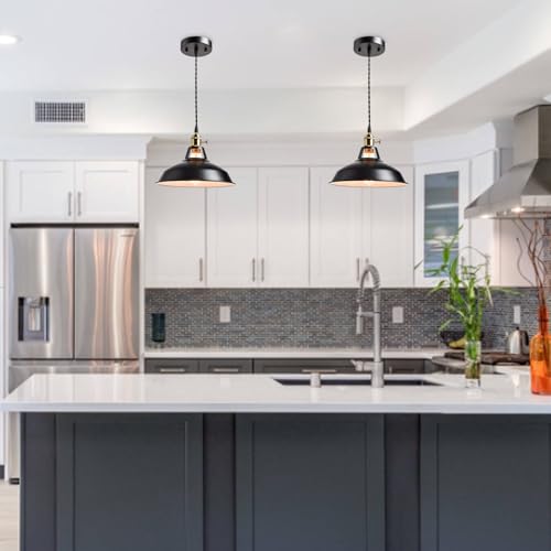 Industrial Black Barn Pendant Light with Switch