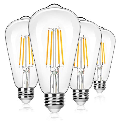 4 Pack Vintage 8W ST64 LED Edison Light Bulbs 100W Equivalent (4 Count)