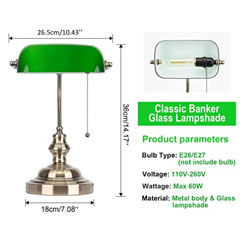 Green Glass Bankers Desk Lamp