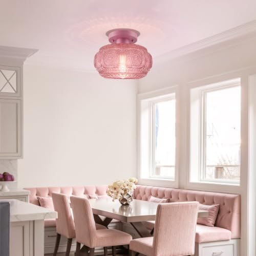 Globe Glass Semi Flush Mount Ceiling Light Fixture