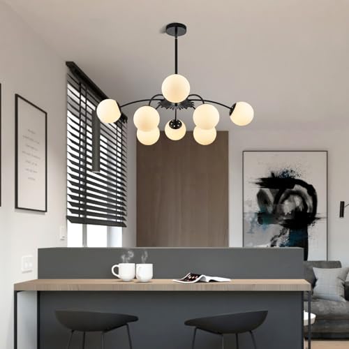 8 Light Milk Glass Pendant Light