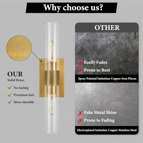 Gold Brass Bathroom Wall Sconce (2 Count)