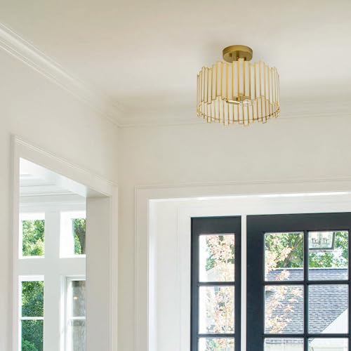 Gold Ceiling Light Fixture Drum Shape