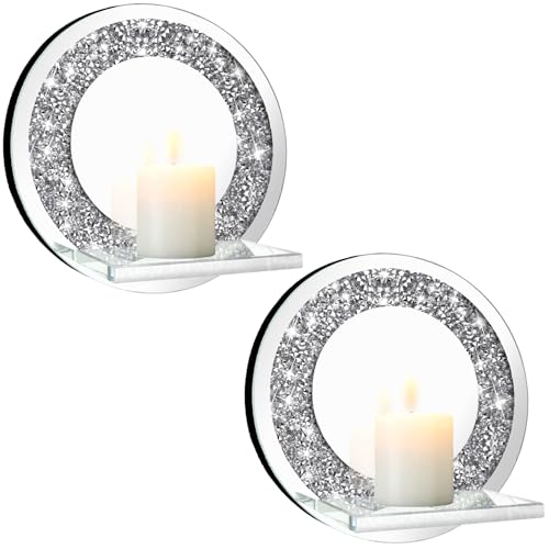 Set of 2 Crystal Crush Diamond Candle Sconces (2 Count)