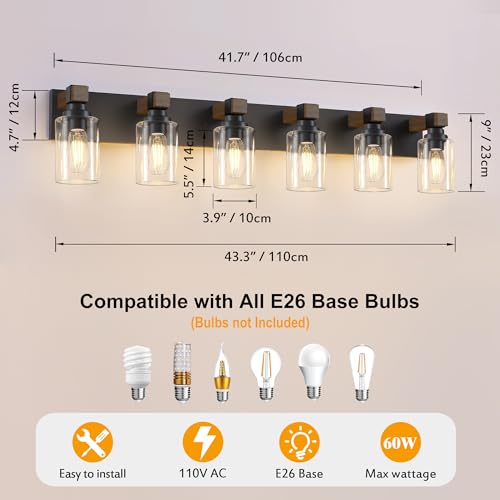 Farmhouse 6 Light Bathroom Vanity Light Fixtures