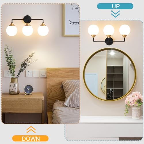 Black Gold Bathroom Light Fixtures Over Mirror Vanity 3