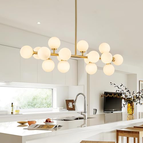 Modern Gold Chandelier Rectangle Pendant Light Sputnik Chandeliers Hanging Light Fixture 16