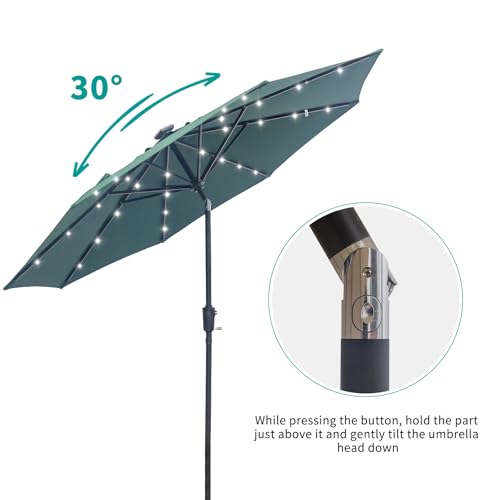 9FT Solar Patio Umbrella with 32 LED Lights