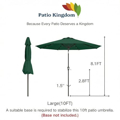 10FT Solar Umbrella 32 LED Lighted Patio Umbrella Table Market Umbrella w