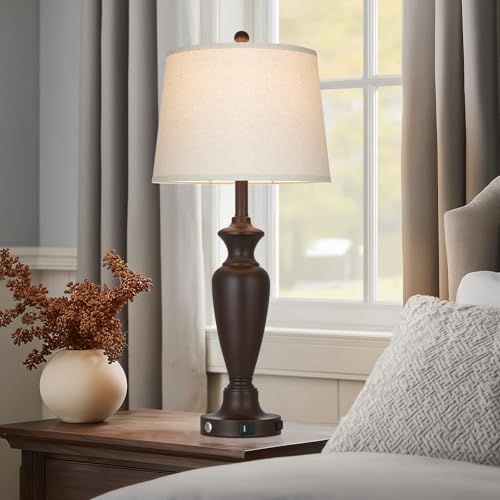 30" Tall Brown Table Lamps Set of 2 for Living Room (2 Count)