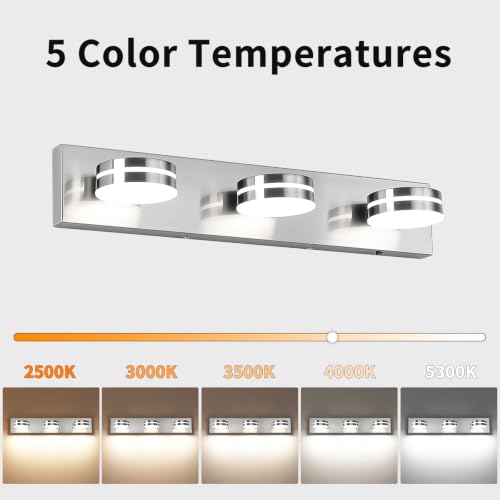 3 Light Bathroom Light Fixtures 23.62in Brushed Nickel Vanity Light