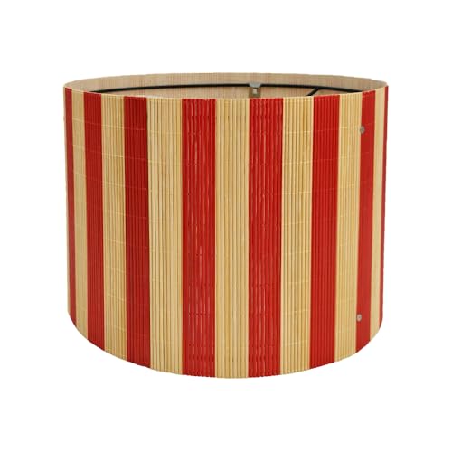 bamboo lamp shade modern decorative red stripe groovy unique Lamp Replacement Accessories E27 size 30x23cm
